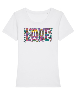 love peace hippie style Tricou mânecă scurtă guler larg fitted Damă Expresser