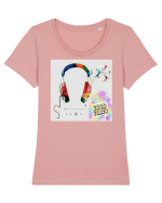 Tricou headphones colorful Tricou mânecă scurtă guler larg fitted Damă Expresser