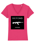 Defend Romania Tricou mânecă scurtă guler V Damă Evoker