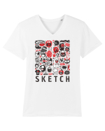 animals sketch design monsters Tricou mânecă scurtă guler V Bărbat Presenter