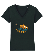 Selfie Fish Tricou mânecă scurtă guler V Damă Evoker
