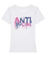 anti social antisocial Tricou mânecă scurtă guler larg fitted Damă Expresser