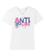 anti social antisocial Tricou mânecă scurtă guler V Bărbat Presenter