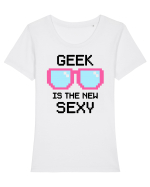 geek school nerd Tricou mânecă scurtă guler larg fitted Damă Expresser