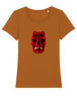 Craniu roșu - skull red 04 Tricou mânecă scurtă guler larg fitted Damă Expresser