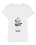 Ce se-ntâmplă-n mintea ta? Tricou mânecă scurtă guler V Damă Evoker
