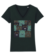 Funny Cats Cartoons Tricou mânecă scurtă guler V Damă Evoker