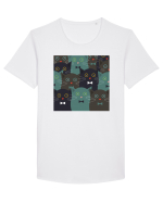 Funny Cats Cartoons Tricou mânecă scurtă guler larg Bărbat Skater