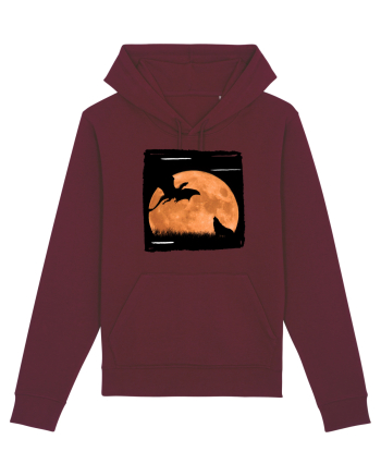 Moon dragon and wolf  Burgundy