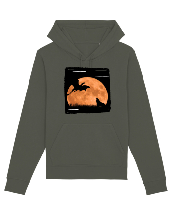 Moon dragon and wolf  Khaki