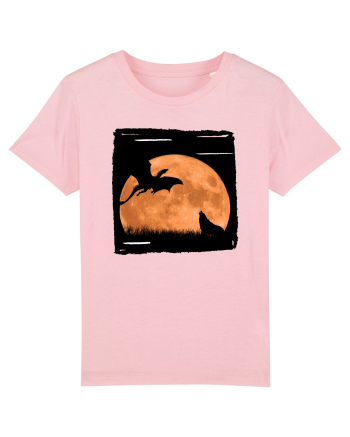 Moon dragon and wolf  Cotton Pink