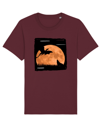 Moon dragon and wolf  Burgundy