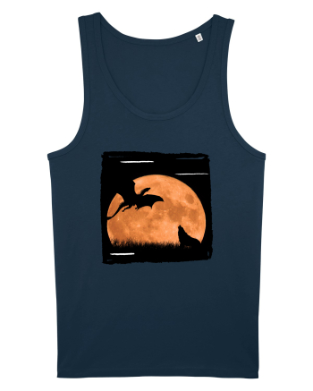 Moon dragon and wolf  Navy