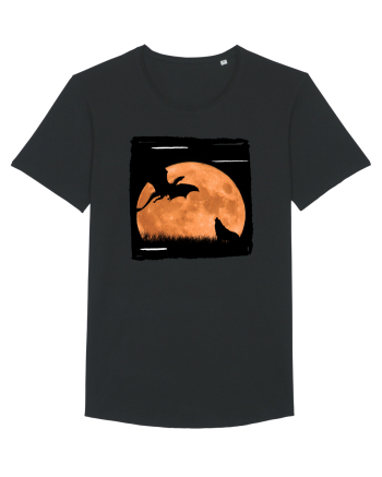 Moon dragon and wolf  Black