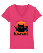 Pew Pew Madafakas Cat Tricou mânecă scurtă guler V Damă Evoker