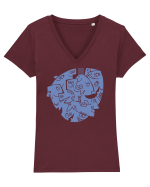 faces_I-2 Tricou mânecă scurtă guler V Damă Evoker