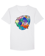 faces_I-3 Tricou mânecă scurtă guler larg Bărbat Skater