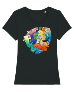 faces_I-4 Tricou mânecă scurtă guler larg fitted Damă Expresser