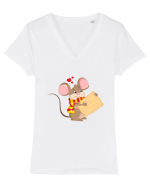 Șoricel cu biscuiți :) Tricou mânecă scurtă guler V Damă Evoker