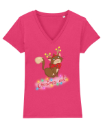 Christmas cat Tricou mânecă scurtă guler V Damă Evoker