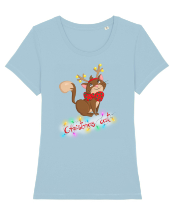 Christmas cat Sky Blue