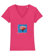 Pure Rose  Tricou mânecă scurtă guler V Damă Evoker