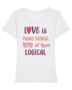 Dragoste și logică Tricou mânecă scurtă guler larg fitted Damă Expresser