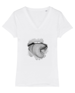Swirl tongue Tricou mânecă scurtă guler V Damă Evoker