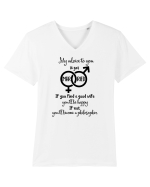 Fericit sau filozof Tricou mânecă scurtă guler V Bărbat Presenter