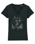 No More Words Tricou mânecă scurtă guler V Damă Evoker