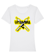 Vitamina thC Tricou mânecă scurtă guler larg fitted Damă Expresser