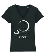 Dus-întors spre Lună – tricou pentru visători Tricou mânecă scurtă guler V Damă Evoker