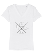 4 Elemente Tricou mânecă scurtă guler V Damă Evoker