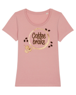 Coffee brake Tricou mânecă scurtă guler larg fitted Damă Expresser