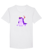 Adorabilul Unicorn :) Tricou mânecă scurtă guler larg Bărbat Skater