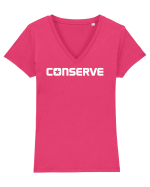 CONSERVE Tricou mânecă scurtă guler V Damă Evoker