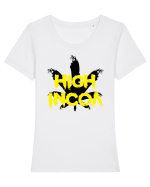 High incoa Tricou mânecă scurtă guler larg fitted Damă Expresser