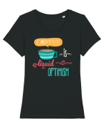 Cafea optimistă Tricou mânecă scurtă guler larg fitted Damă Expresser