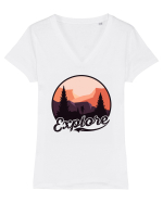 Explore Tricou mânecă scurtă guler V Damă Evoker