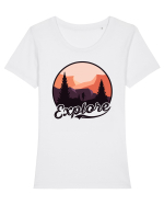 Explore Tricou mânecă scurtă guler larg fitted Damă Expresser