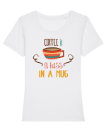 Cafeaua e un sărut într-o ceașcă Tricou mânecă scurtă guler larg fitted Damă Expresser