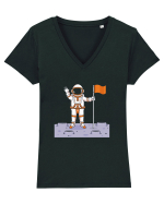 Moon Lander Tricou mânecă scurtă guler V Damă Evoker