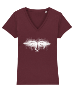 Privirea alb Tricou mânecă scurtă guler V Damă Evoker