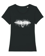 Privirea alb Tricou mânecă scurtă guler larg fitted Damă Expresser