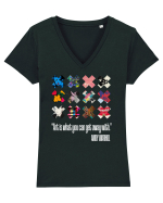 Andy Warhol art on white Tricou mânecă scurtă guler V Damă Evoker