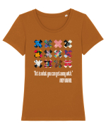 Andy Warhol art on white Tricou mânecă scurtă guler larg fitted Damă Expresser