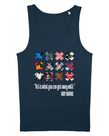 Andy Warhol art on white Navy