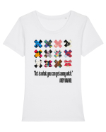 Andy Warhol art on black Tricou mânecă scurtă guler larg fitted Damă Expresser