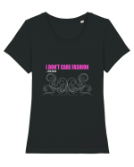 I don't care fashion...that much on white Tricou mânecă scurtă guler larg fitted Damă Expresser