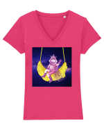 Astro Girl Tricou mânecă scurtă guler V Damă Evoker